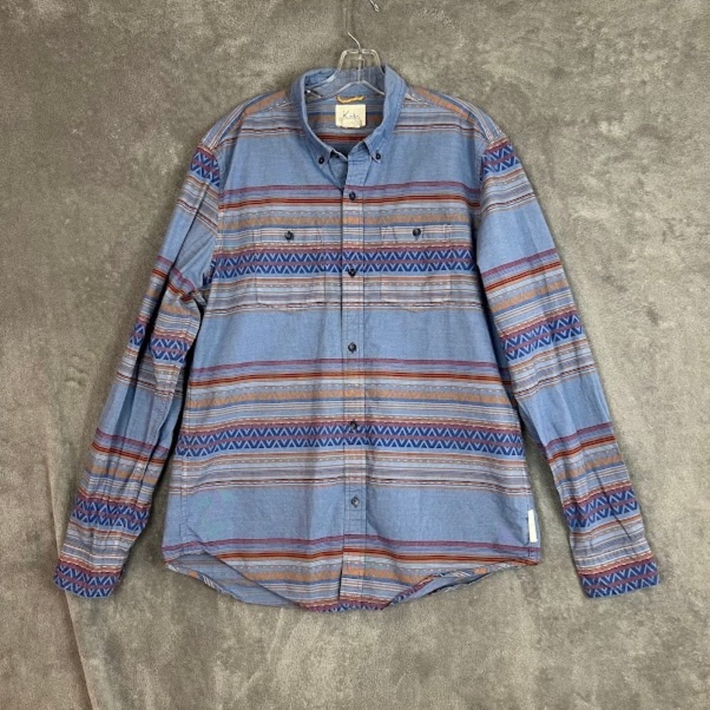 Koto UO Chambray Long Sleeve Shirt Mens L Southwestern Aztec Americana